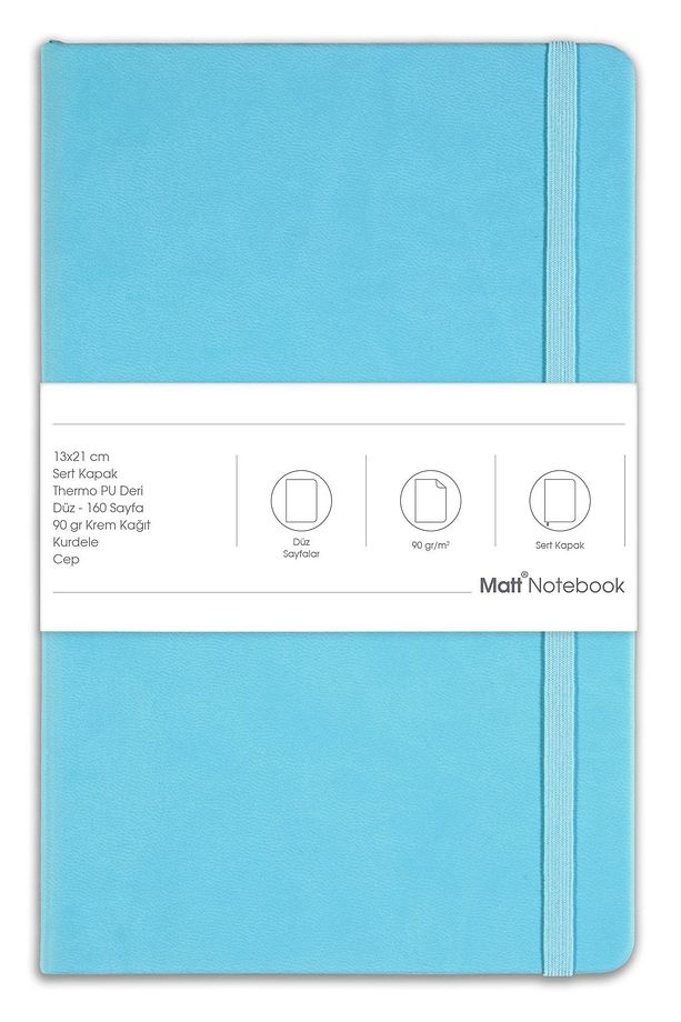 13x21 Lastikli Defter Düz Mavi - 5