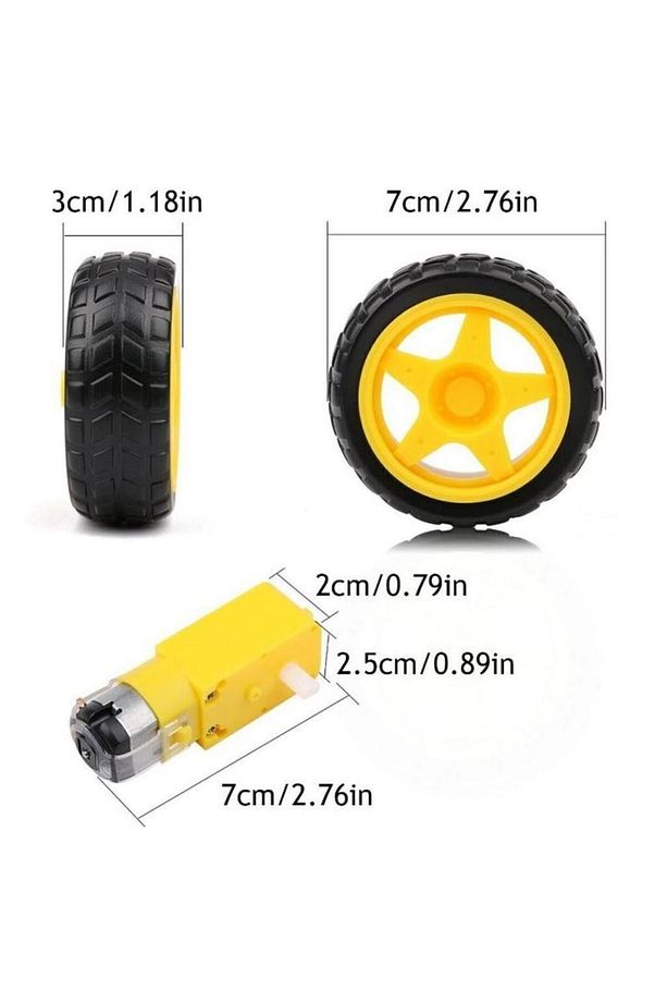 (4 Adet) Akıllı Robot Arduino 6V 250 Rpm DC Motor Ve Tekerlek Seti - 4