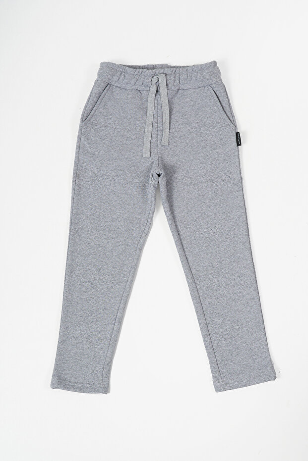 Gray Thick Cotton Elastic Waist Side Pockets 5-6-7-8-9-10-11-12 Years Old Boy's Sweatpants Cmrc98