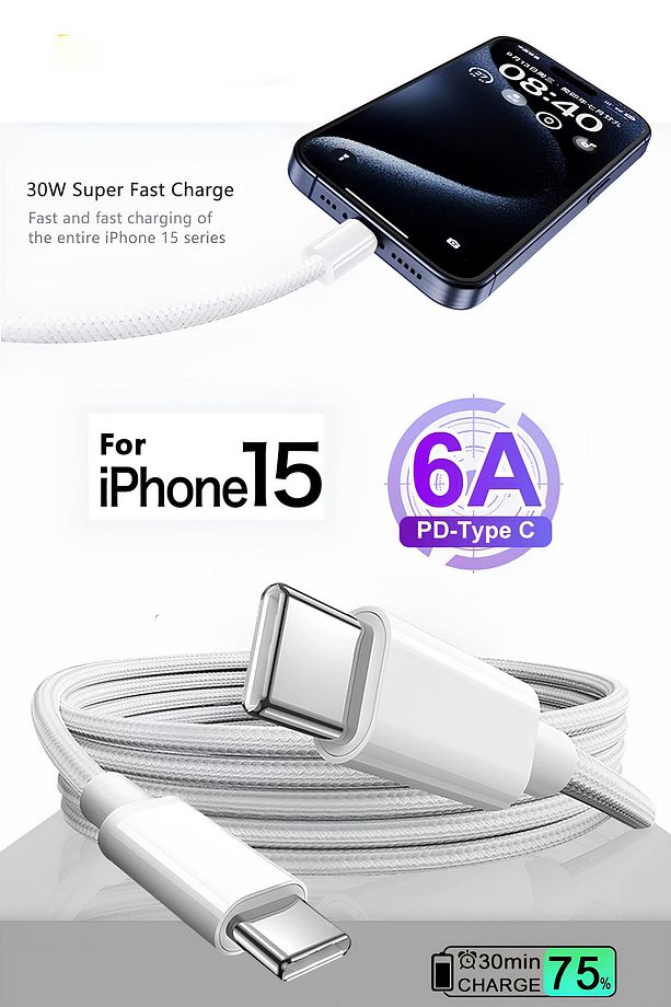 iPhone Samsung Macbook Uyumlu Type-c To Type-c PD 60w Hızlı Şarj Kablosu iPhone 15 Şarj Kablosu - 3
