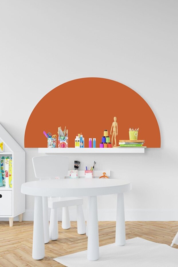 Bohemian Style Dark Orange Semicircle Children's Baby Room Sticker(50X100CM)