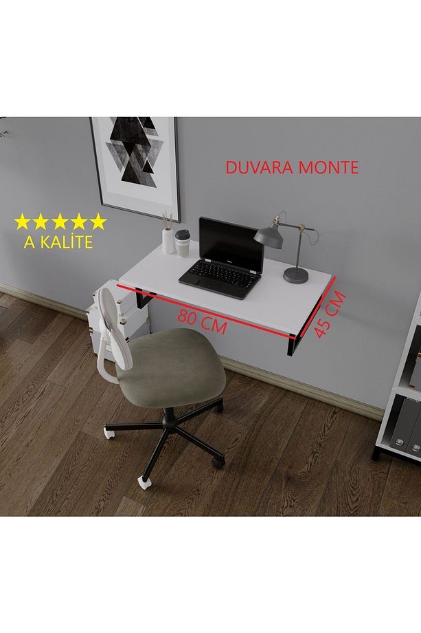 Workstyle Duvara Monte Katlanabilir Pratik Çalışma Masası Bilgisayar Masası Çizim Masası - 4