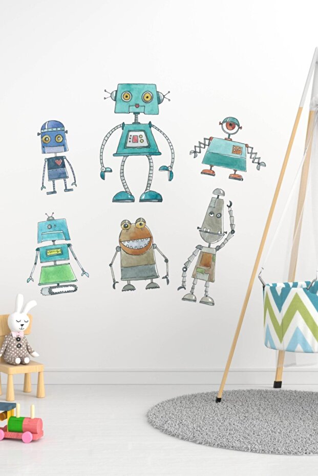 Cute Robot Sticker Set Kids Baby Room Sticker