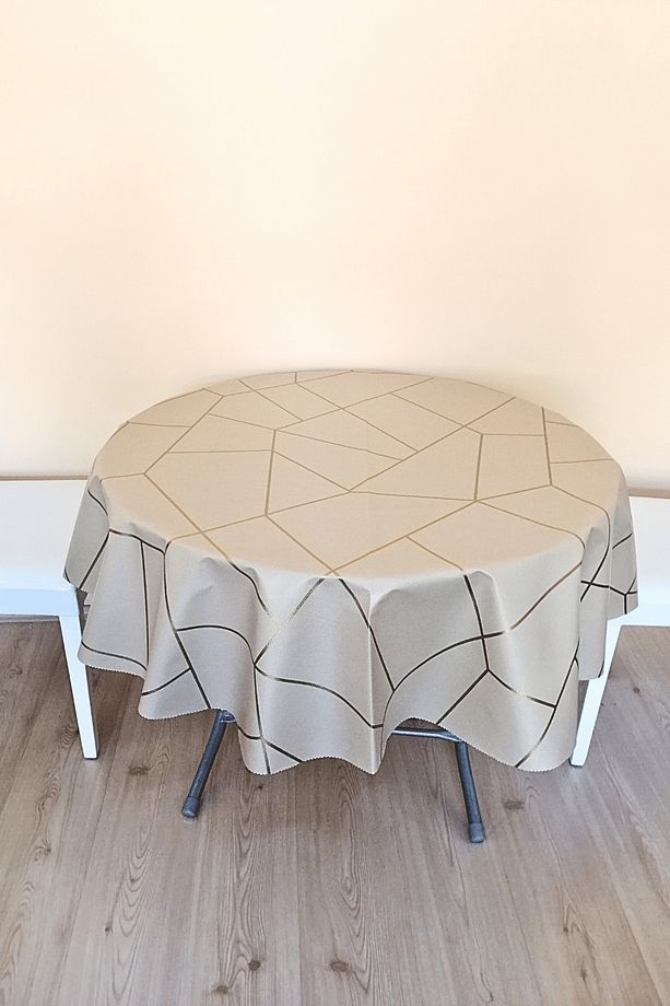 ALTI ASTARLI YUVARLAK MUŞAMBA MASA ÖRTÜSÜ -140 CM ÇAP-ELG18 - 1