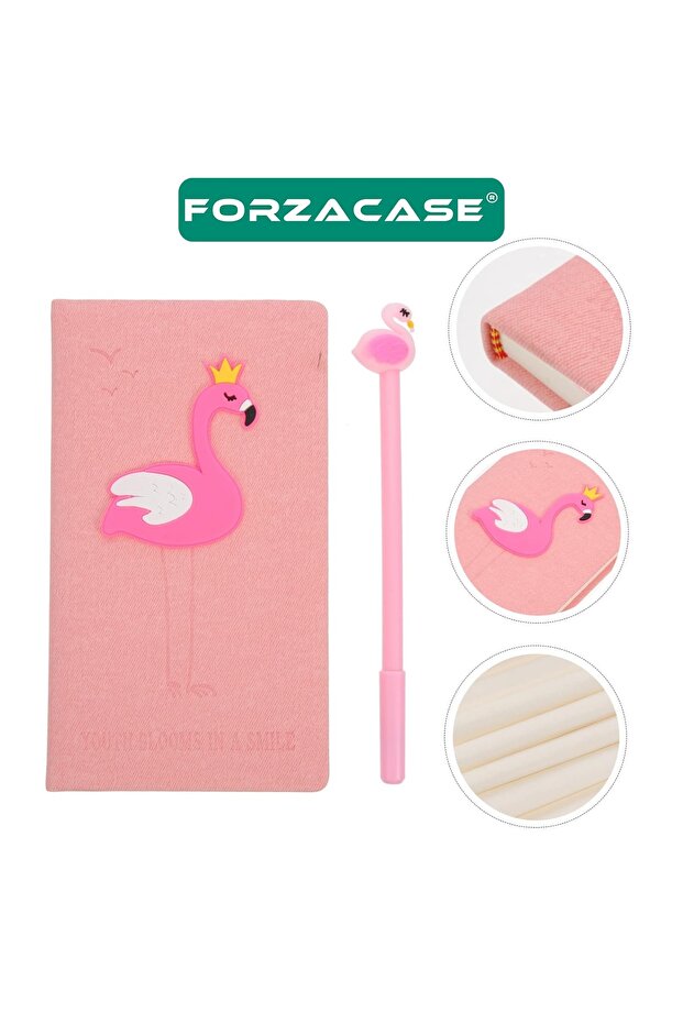 Flamingo Patterned Ballpoint Pen and Notebook Set - Fc726 - 3