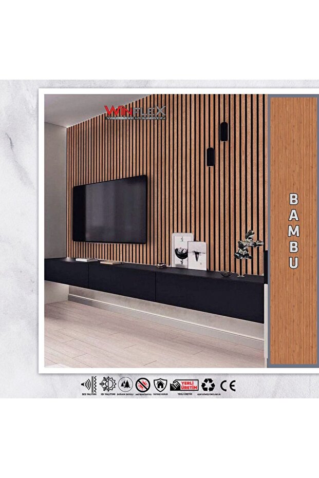 WİNPANEL Dekoratif Ahşap Duvar Paneli – BAMBU RENK ( 50X240CM). - 1