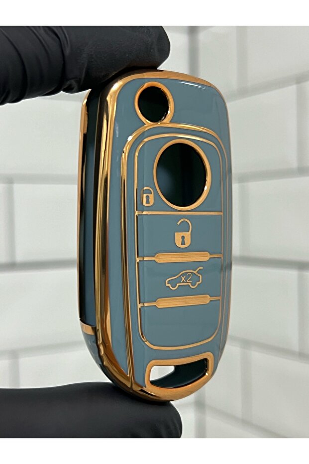 Fiat Egea - Gray Gold Nano Key Case with Switchblade