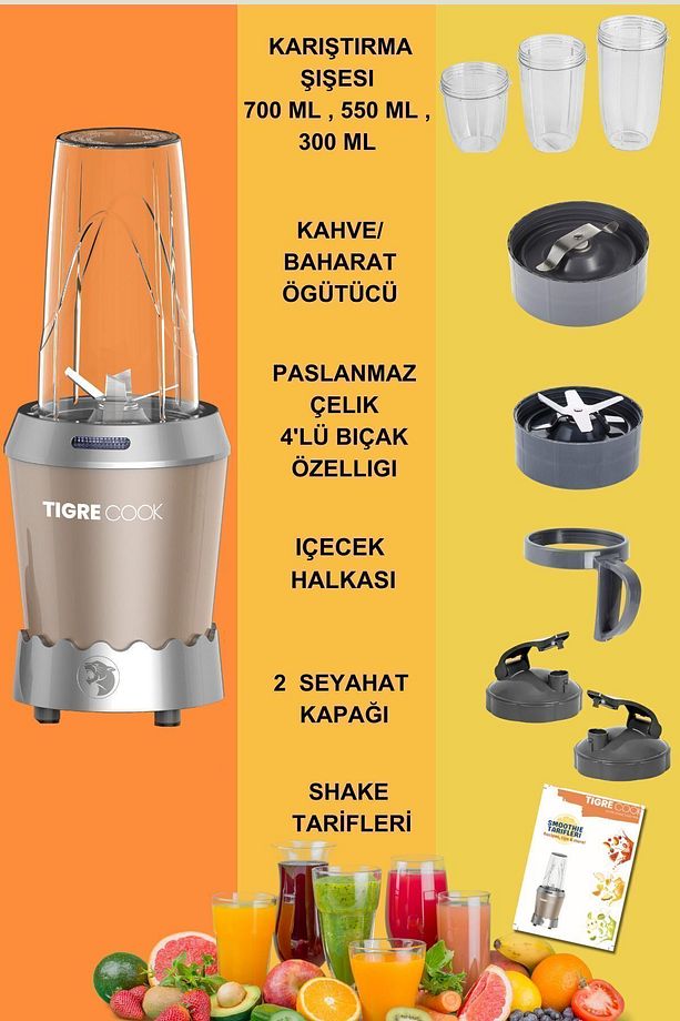 Nutrıshake 3 In 1 Kişisel Smoothie Blender Ve Kahve Baharat Öğütücü 1000w - 3