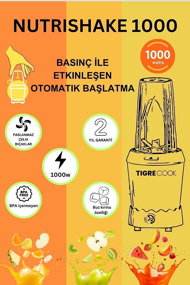 Nutrıshake 3 In 1 Kişisel Smoothie Blender Ve Kahve Baharat Öğütücü 1000w - 5