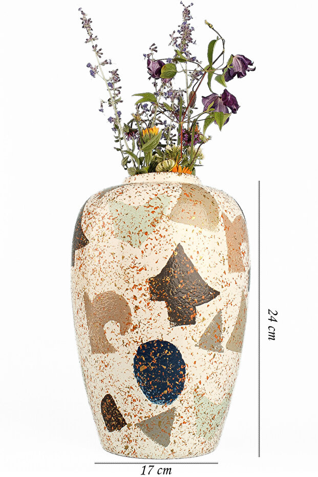 مزهرية منقوشة مصنوعة يدويًا من السيراميك من كورير - 2