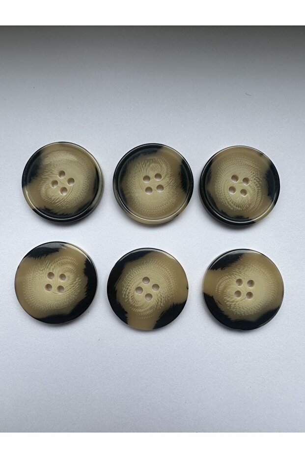 Camel Brown Black Marble Marble Pattern Design Button Plain Polyester Button 40 Size Buttons - Pack of 6 - 2