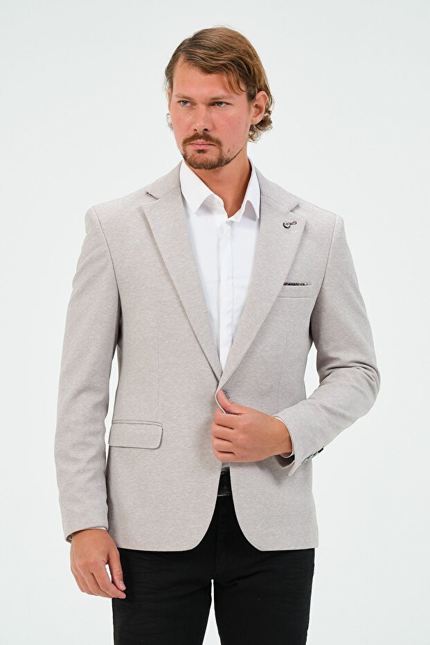 Men's Blazer Jacket - Cream, Slim Fit and Lined, Stylish Jacket