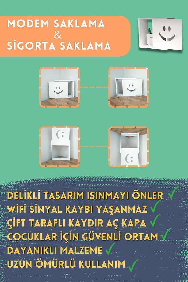 Gülen Yüz Desenli Modem/sigorta Saklama Kutusu, 40cm X 33cm - 4