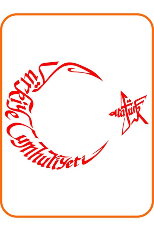 T.C Ataturk Written Moon Star Auto Sticker 30X22 cm Red