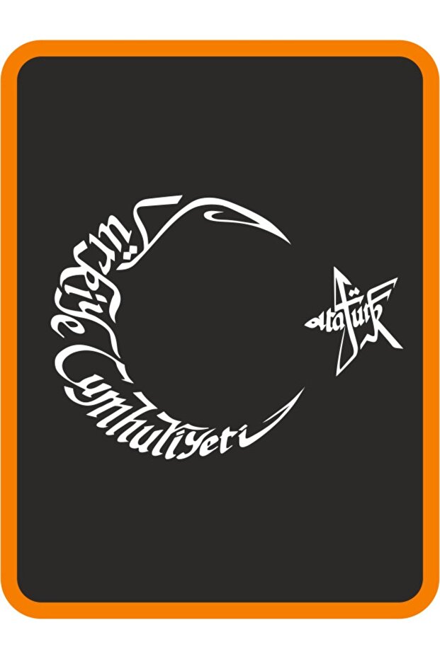 Ataturk Written White Crescent Star Auto Sticker - 40X30 cm