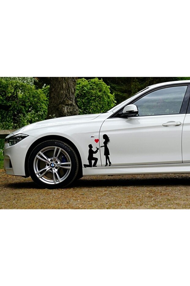 Car Sticker with Love Heart - 18x15 Cm Black