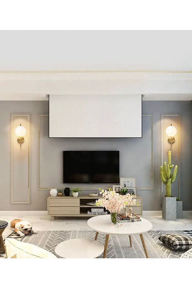 Modern Aplik Eskitme Gold Sarı Beyaz Glop Camlı Duvar Aplik  E-27 Duy Elektrik ile çalışır - 7