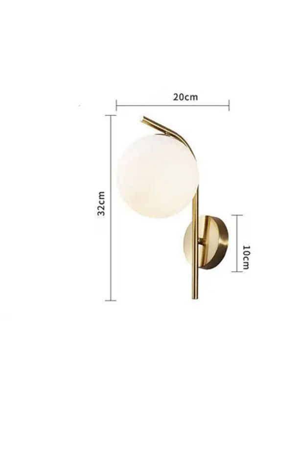 Modern Aplik Eskitme Gold Sarı Beyaz Glop Camlı Duvar Aplik  E-27 Duy Elektrik ile çalışır - 3