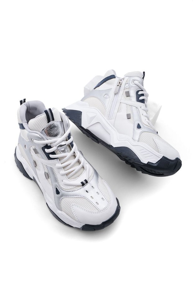 Women's Sneakers Thick Sole Ankle Lace-Up Sports Shoes Punes Gray