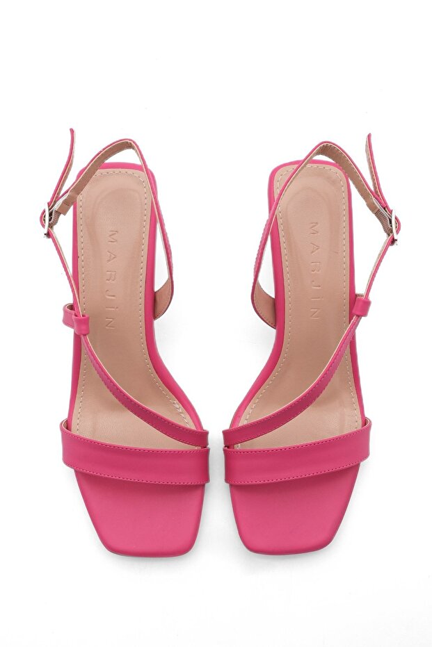 Damen Sandalen mit Absatz und offenem Rücken Lofi fuchsia - 6