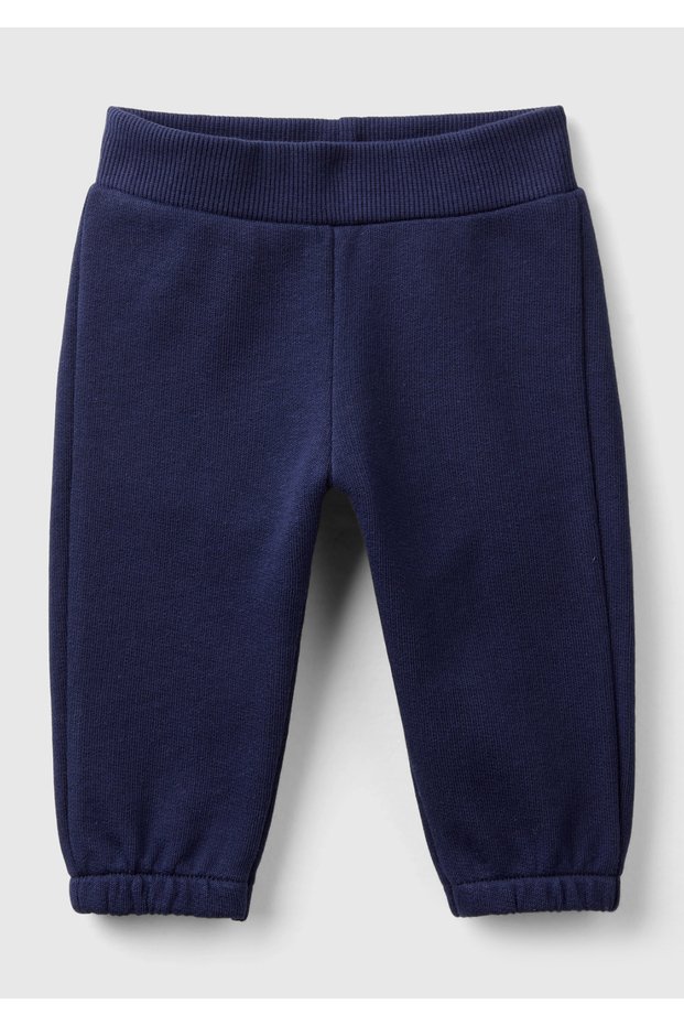 Navy Blue Ribbed Baby Sweatpants - Elastic Leg and Ear Detail
