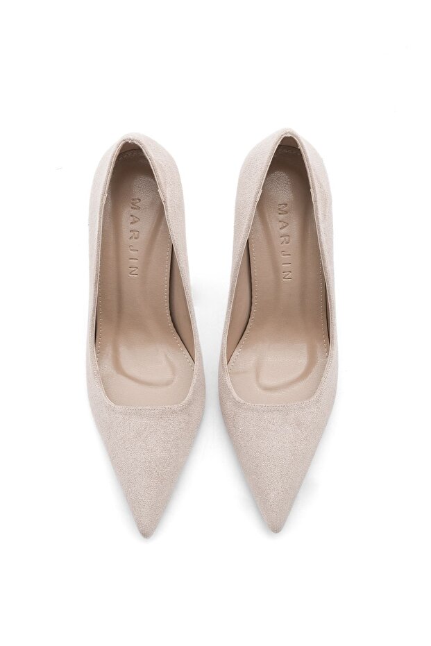 Damen Stilettos mit spitzer Spitze und Absatz Refisa Beige Wildleder - 6