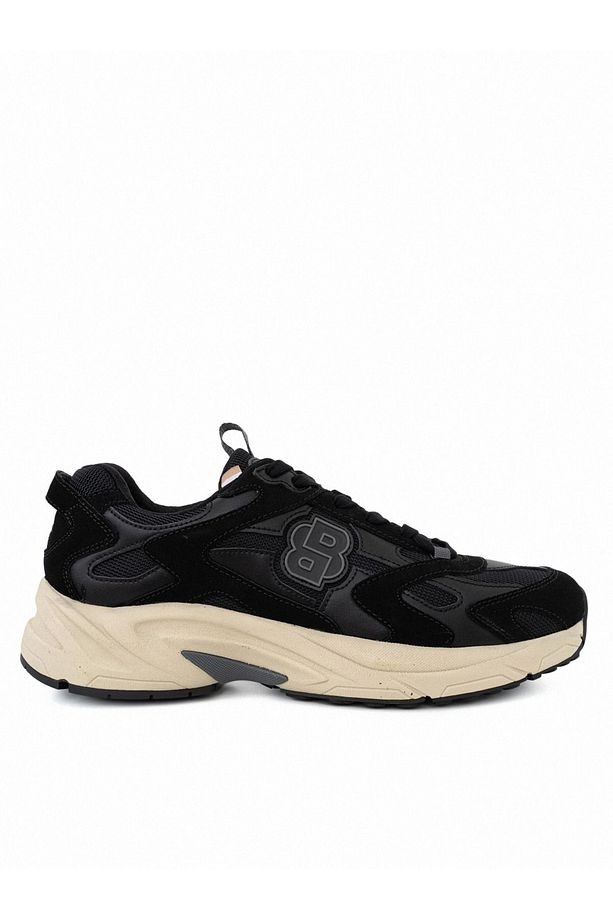 Erkek Kalın Tabanlı Marka Logolu Bağcıklı Siyah Sneaker 50522918-001 - 1
