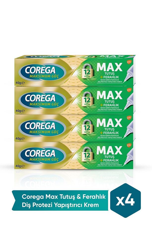 Max Tutuş & Ferahlık Diş Protezi Yapıştırıcı Krem 40g X 4 Adet - 1