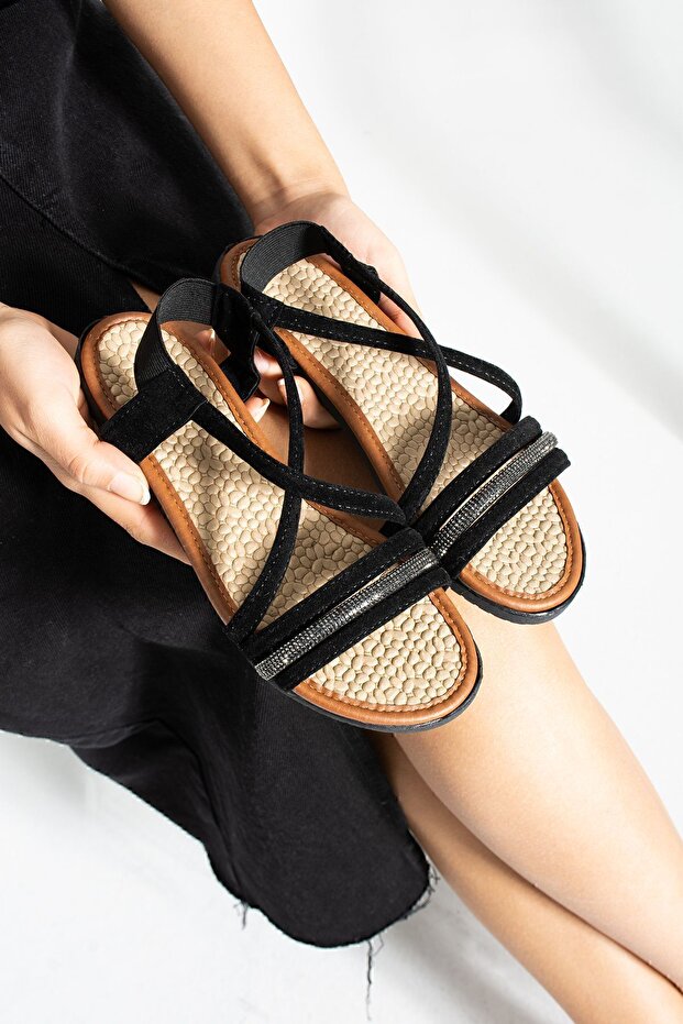 Elastic Suede Women's Sandals