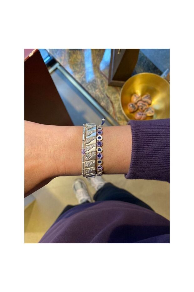 Bronz Mini Circle Bracelet With Stones - 5