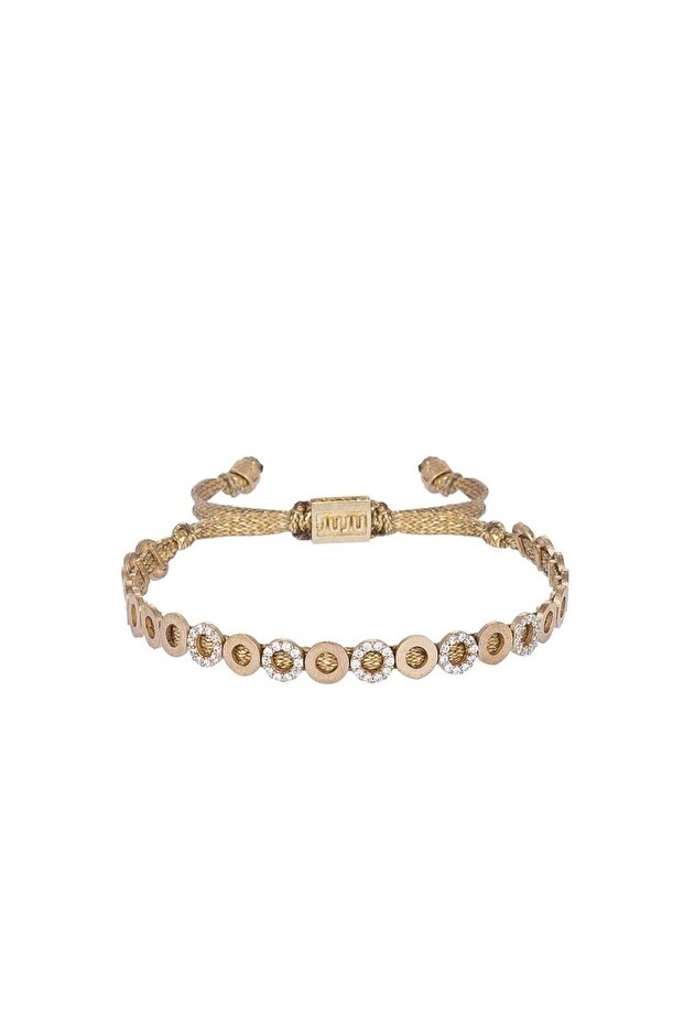 Bronz Mini Circle Bracelet With Stones - 1