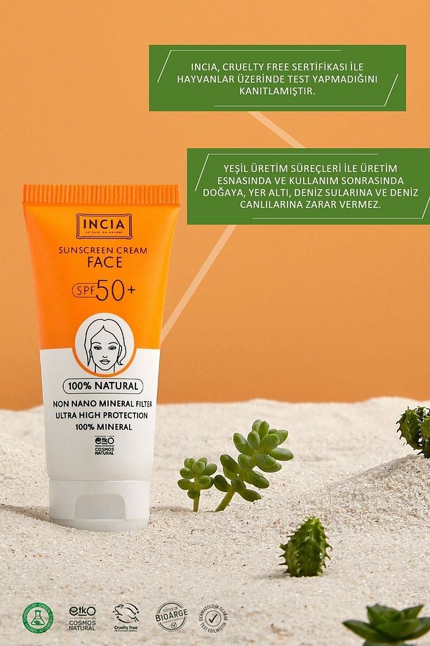 %100 Doğal Yüz Güneş Kremi Leke Karşıtı Mineral Filtreli Yüksek Koruma SPF50 UVA UVB 50 ml - 8