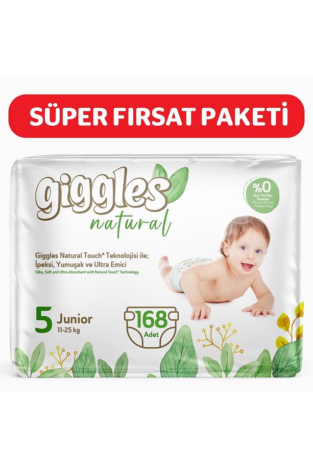 Natural 5 Numara Juniour Pamuklu Bebek bezi 168 Adet - 1