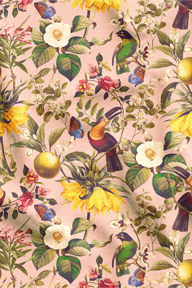 Summer Garden Patterned Digital Printed Fabric Kms-1646