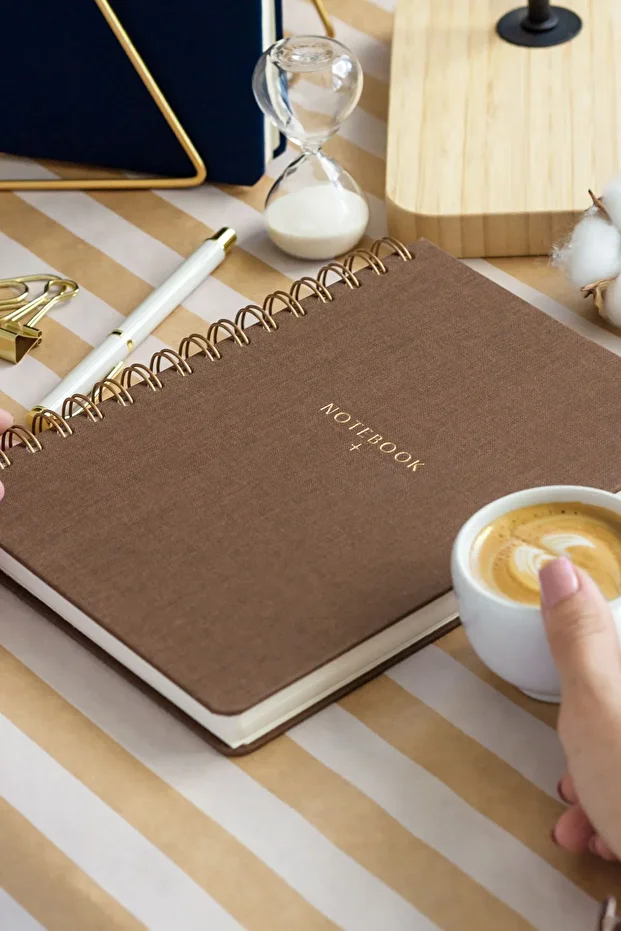 15x21 cm SpirAl Linen NotepAd - Brown A5 - 4