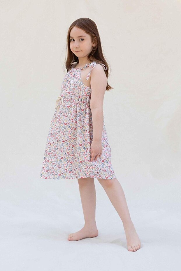 Floral Patterned Sling Dress Organic Cotton
