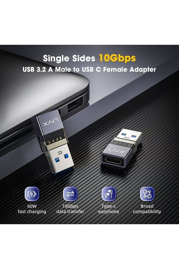 USB 3.2 to Type C Çevirici Dönüştürücü OTG 10Gbps 60W Hızlı Şarj ve Veri Aktarımı OTGDF Uyumlu - 2