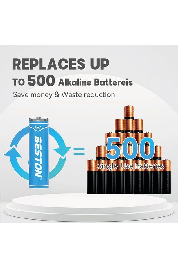 Beston USB Type-C Kablo ile Şarj Edilebilir Lityum 4'lü Kalem Pil 1.5V AA / 2220 mWH – 500mAH - 7