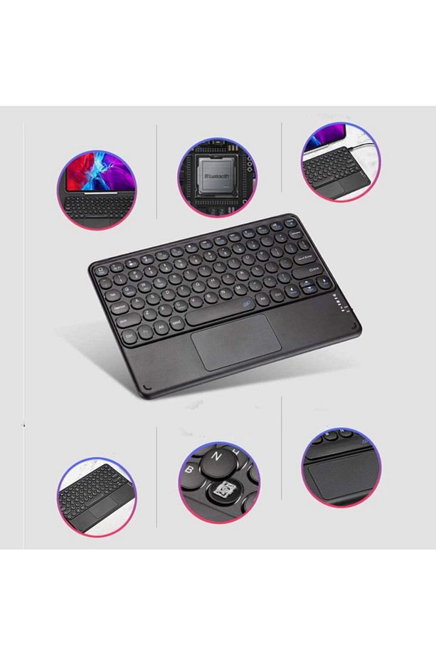 Tüm Cihazlara Uyumlu Touchpad Akıllı Dokunmatik Ekranlı Kablosuz Bluetooth Klavye (ios-android-win) - 5
