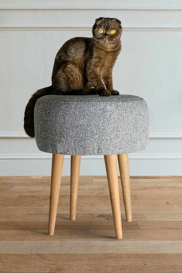 Rahat Silinebilir Keten Kumaş Gürgen Ahşap Ayak Dekoratif Puf Bench Tabure - 3