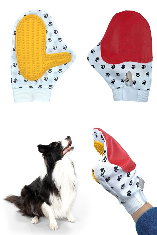 Cat Dog Washing Hair Lightener Knot Remover Plastic Grooming Massage Glove Hand Brush