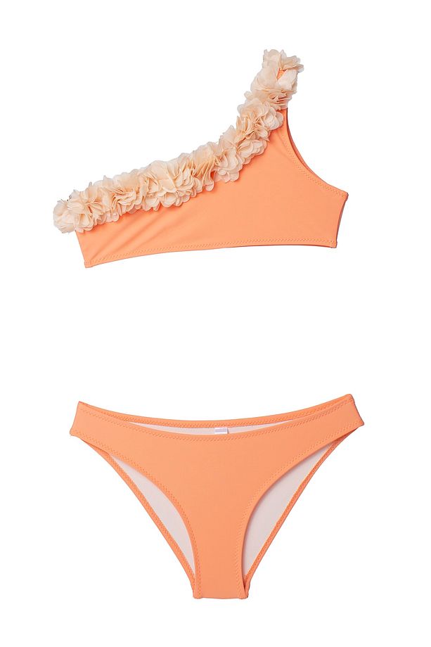 Kız Çocuk Güllü Tek Omuz Bikini - 1