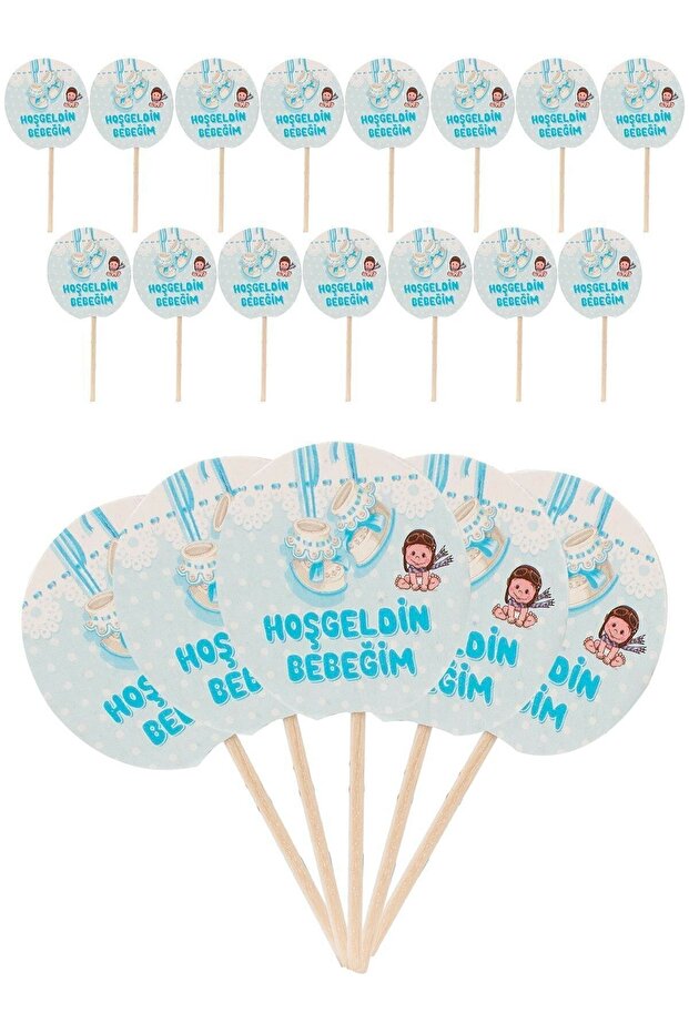 20pcs Hospital Birth Room Themed Toothpicks Welcome Baby Blue