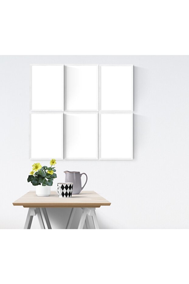 مجموعة من 6 إطارات للصور مقاس 21×30 سم (A4) - أبيض