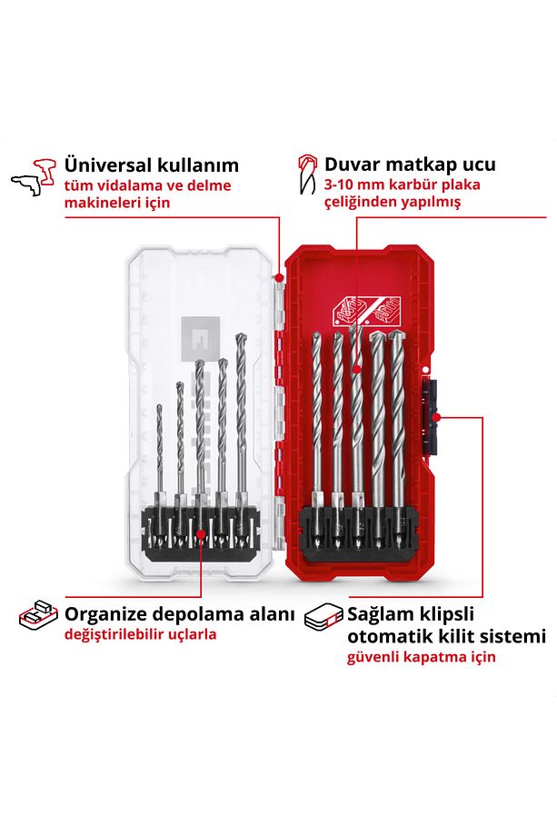 S-CASE 10 parçalı duvar matkap ucu seti - 3