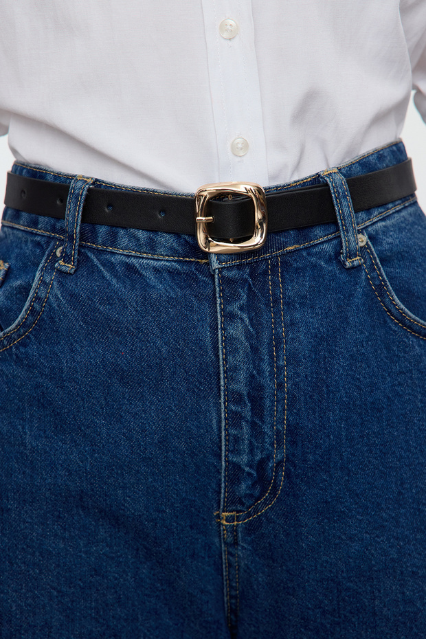 Čierno-hnedý dvojbalíkový dámsky opasok s oválnou prackou TWOAW25KE00006 - 3