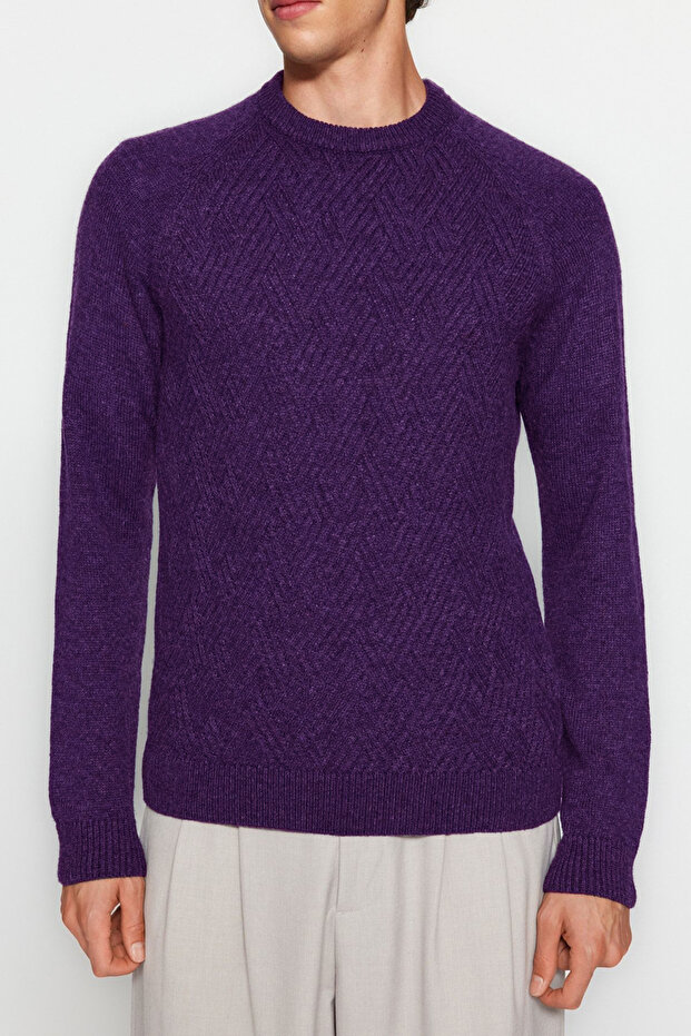 Фіолетовий светр з тонкою горловиною з капюшоном унісекс TMNAW22KZ0290 - 5