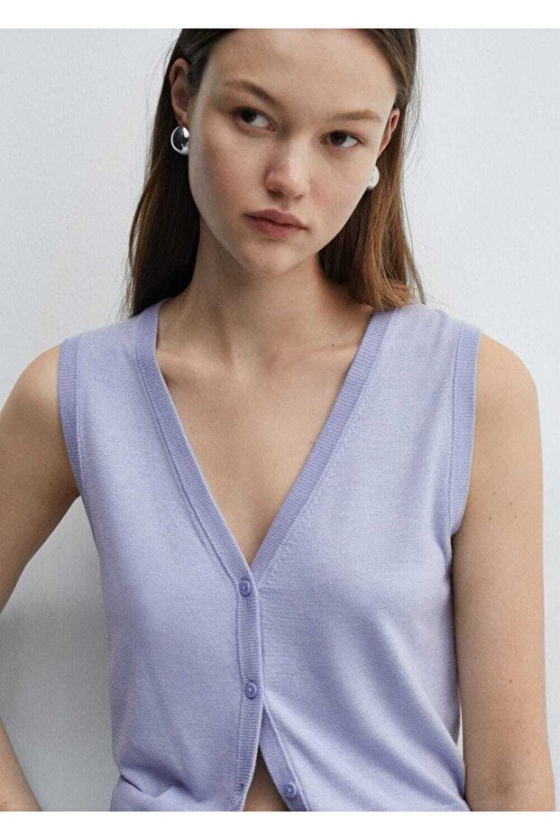 Düğmeli örgü yelek - 7