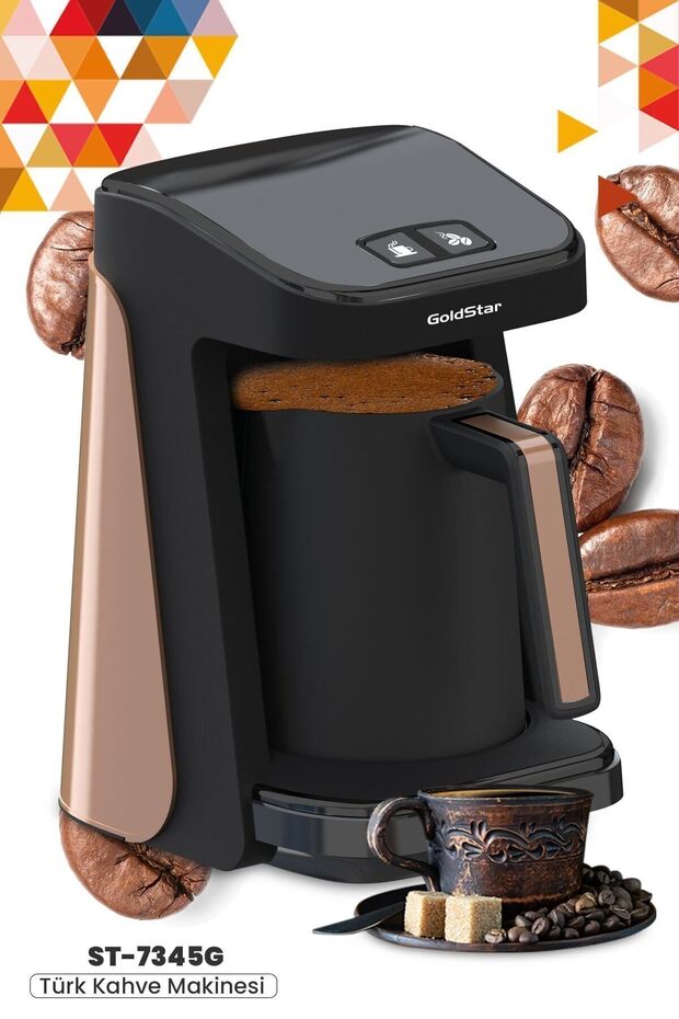 Geniş Hazneli BPA Free Özellikli 5 Kişilik Türk Kahve Makinesi Siyah Gold ST-7345EG - 1