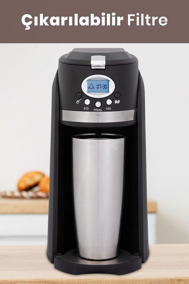 Fresh Kahve Çekirdeği Öğütücülü Dijital Göstergeli Zaman Ayarlı Otomatik Filtre Kahve Makinesi - 7